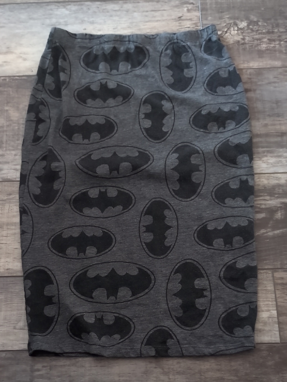 Forever 21 Gray and Black Batman Logo Pencil Skirt